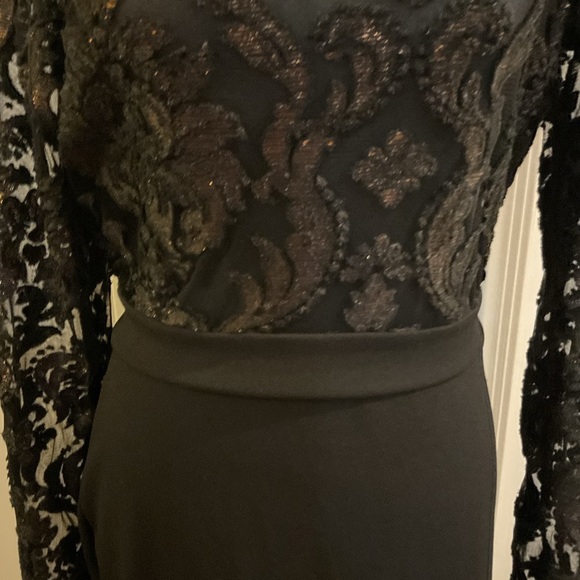 🧡 Black Lace See Thru Top Bodycon Dress - Picture 7 of 8